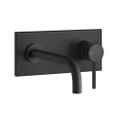 Immagine di Gessi VIA TORTONA miscelatore a parete P.22 cm, 2 uscite, con deviatore automatico bagno/doccia, colore nero finitura opaco 44827#299