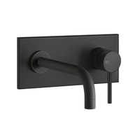 Immagine di Gessi VIA TORTONA miscelatore a parete P.22 cm, 2 uscite, con deviatore automatico bagno/doccia, colore nero finitura opaco 44827#299