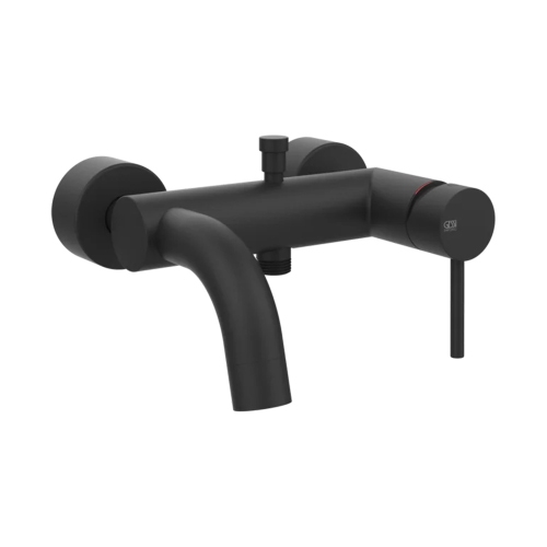 Immagine di Gessi VIA TORTONA miscelatore esterno vasca, con deviatore automatico bagno/doccia, colore nero finitura opaco 18613#299