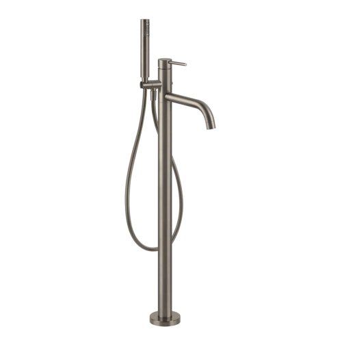 Immagine di Gessi VIA TORTONA piantana esterno vasca con doccetta, senza corpo incasso, finitura finox brushed nickel 24943#149