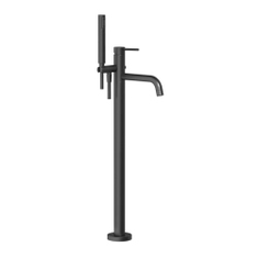 Immagine di Gessi VIA TORTONA piantana esterno vasca con doccetta, senza corpo incasso, colore nero finitura opaco 24943#299