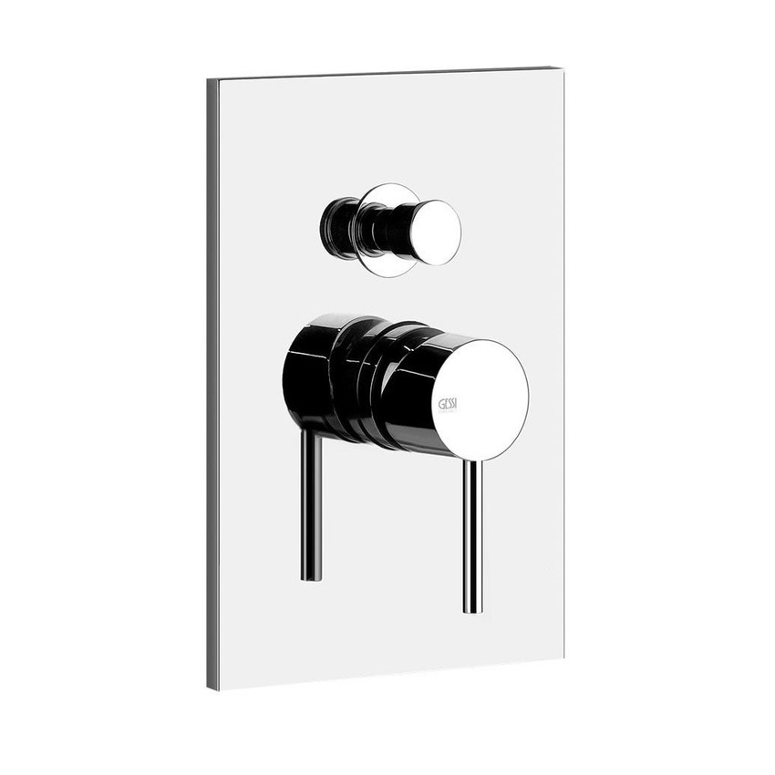 Immagine di Gessi VIA TORTONA miscelatore a parete 2 uscite, con deviatore automatico bagno/doccia, senza corpo incasso, finitura cromo 44664#031