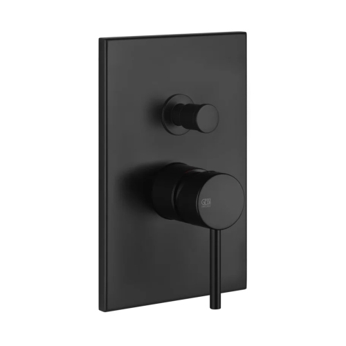 Immagine di Gessi VIA TORTONA miscelatore a parete 2 uscite, con deviatore automatico bagno/doccia, senza corpo incasso, colore nero finitura opaco 44664#299