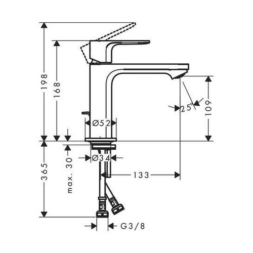 Immagine di Hansgrohe REBRIS E miscelatore monocomando H.17 cm, per lavabo, con scarico, finitura cromo 72557000