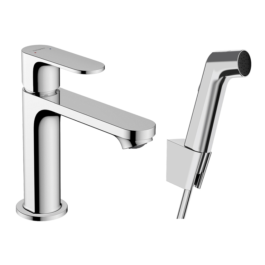 Immagine di Hansgrohe REBRIS S miscelatore monocomando H.17 cm, per lavabo, senza scarico, con doccetta bidet e flessibile 160 cm, finitura cromo 72215000