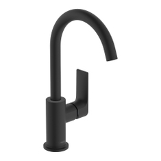 Immagine di Hansgrohe REBRIS E miscelatore monocomando H.30 cm, per lavabo, con scarico e bocca girevole, colore nero finitura opaco 72576670