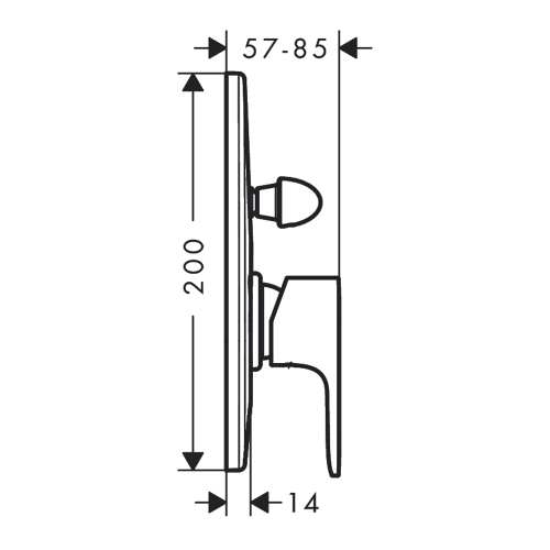 Immagine di Hansgrohe REBRIS E miscelatore monocomando per vasca, ad incasso, con deviatore, senza corpo incasso, colore nero finitura opaco 72459670