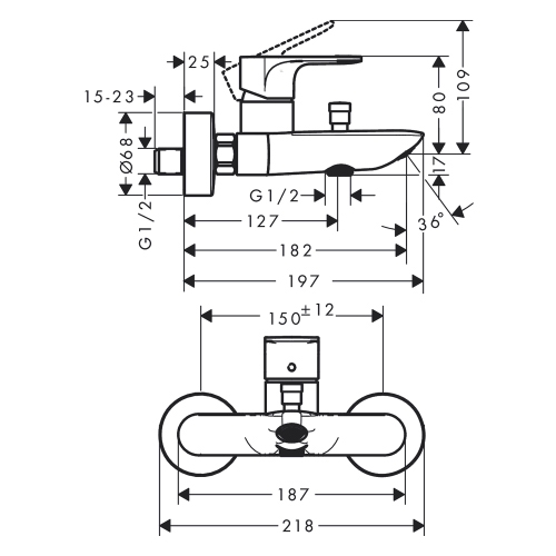Immagine di Hansgrohe REBRIS E miscelatore monocomando per vasca, con deviatore, colore nero finitura opaco 72450670