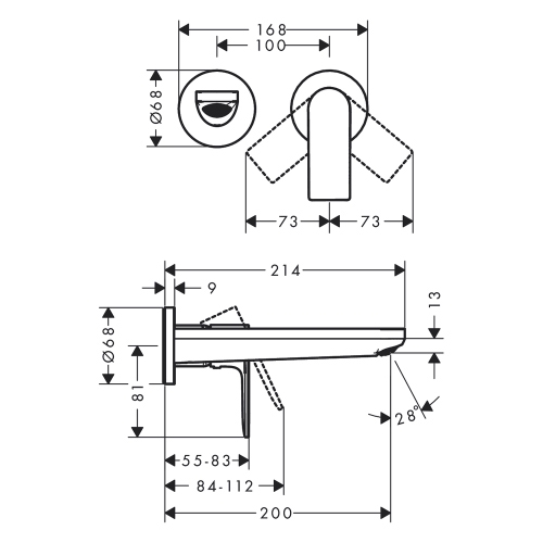 Immagine di Hansgrohe REBRIS E miscelatore monocomando ad incasso, per lavabo, senza corpo incasso, finitura cromo 72568000