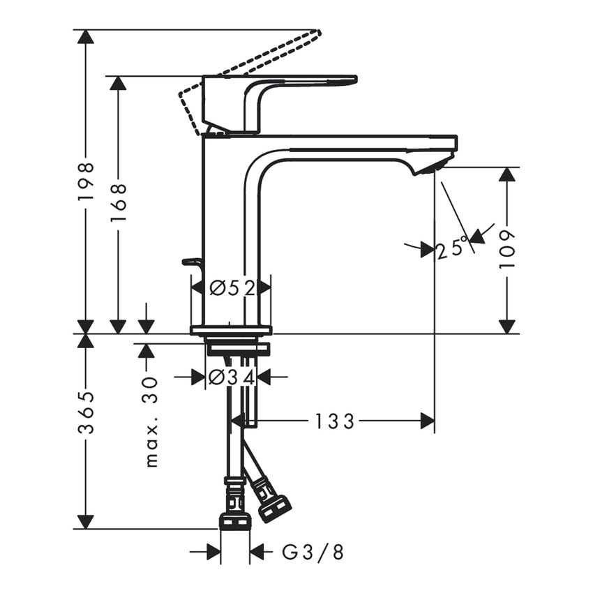 Immagine di Hansgrohe REBRIS S miscelatore monocomando H.17 cm, per lavabo, con scarico, finitura cromo 72517000