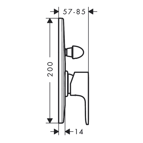 Immagine di Hansgrohe REBRIS S miscelatore monocomando per vasca, ad incasso, con deviatore, senza corpo incasso, colore nero finitura opaco 72449670