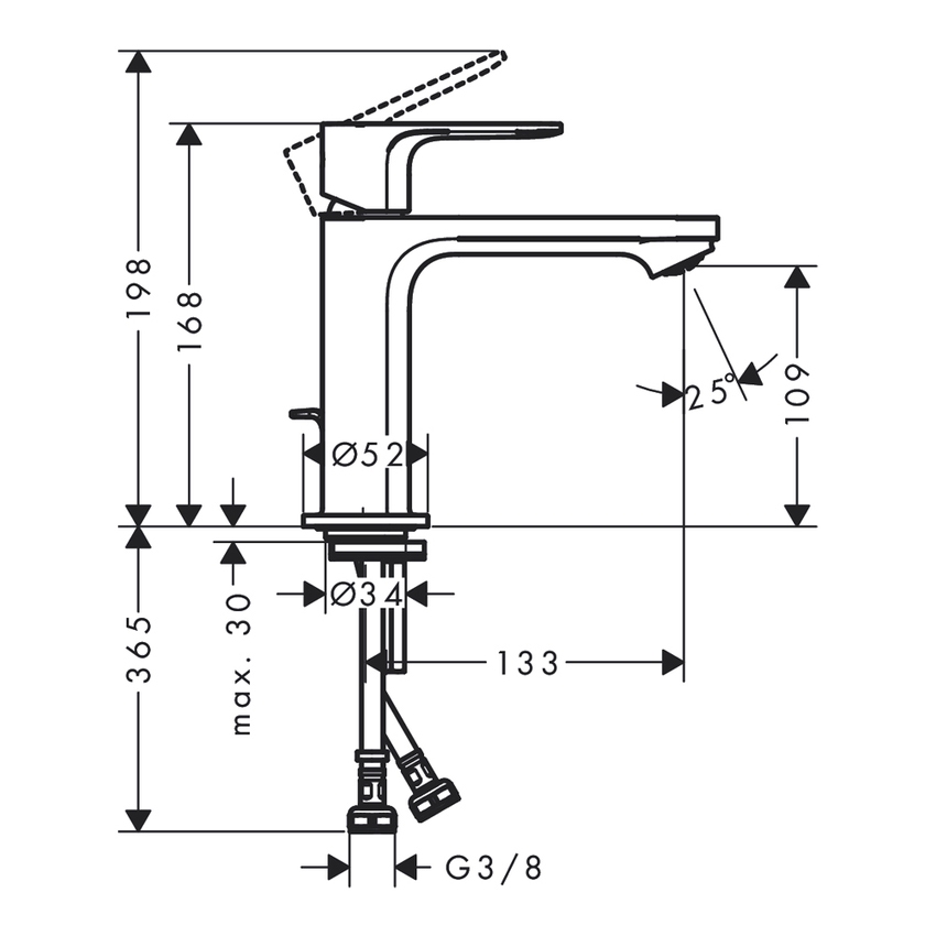 Immagine di Hansgrohe REBRIS E miscelatore monocomando H.17 cm, per lavabo, con scarico, colore nero finitura opaco 72557670