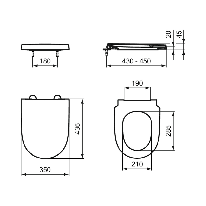 Immagine di Ideal Standard I.LIFE O set completo sanitari a terra vaso HydroTwist, sedile a discesa rallentata, bidet monoforo con troppopieno, colore bianco finitura lucido T568901+T569001+T572201