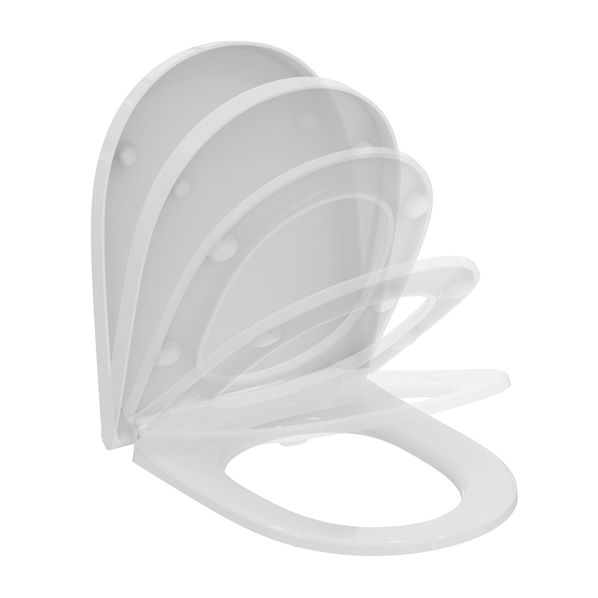 Immagine di Ideal Standard I.LIFE O sedile avvolgente a chiusura rallentata, con cerniere in metallo e sistema di sgancio rapido, colore bianco finitura lucido T572201