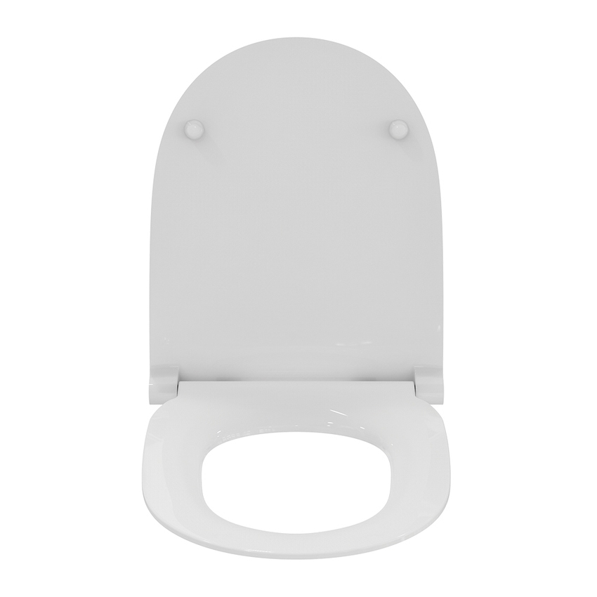 Immagine di Ideal Standard I.LIFE O sedile slim a chiusura rallentata, con cerniere in metallo e sistema di sgancio rapido, colore bianco finitura lucido T572401
