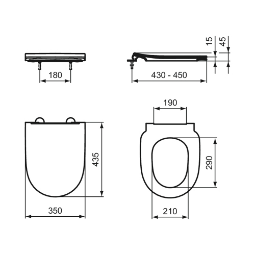 Immagine di Ideal Standard I.LIFE O sedile slim a chiusura rallentata, con cerniere in metallo e sistema di sgancio rapido, colore bianco finitura lucido T572401