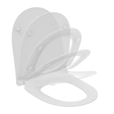 Immagine di Ideal Standard I.LIFE O sedile slim a chiusura rallentata, con cerniere in metallo e sistema di sgancio rapido, colore bianco finitura lucido T572401