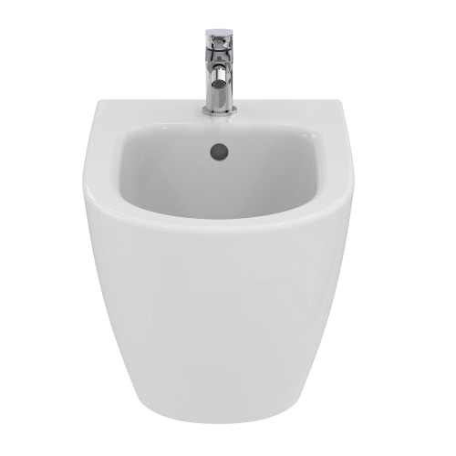 Immagine di Ideal Standard I.LIFE O bidet sospeso monoforo, con troppopieno, fissaggi completamente nascosti, colore bianco finitura lucido T568101