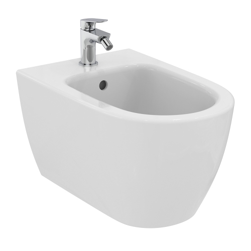 Immagine di Ideal Standard I.LIFE O bidet sospeso monoforo, con troppopieno, fissaggi completamente nascosti, colore bianco finitura lucido T568101
