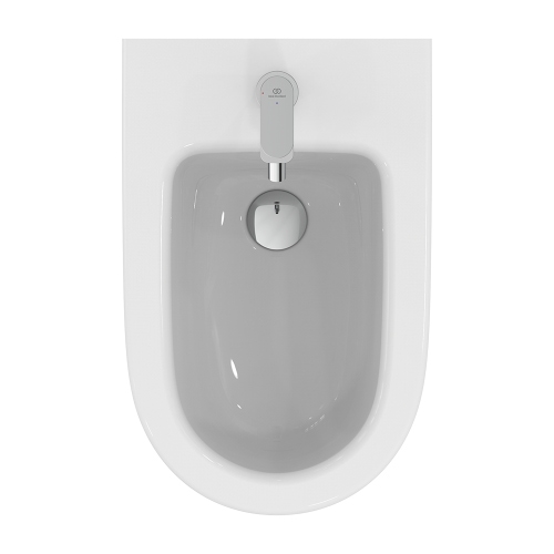 Immagine di Ideal Standard I.LIFE O set completo sanitari a terra vaso HydroTwist, sedile a discesa rallentata, bidet monoforo con troppopieno, colore bianco finitura lucido T568901+T569001+T572201