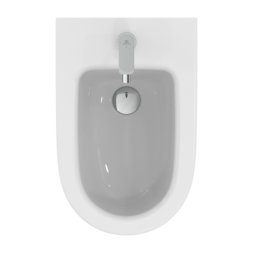Immagine di Ideal Standard I.LIFE O set completo sanitari a terra vaso HydroTwist, sedile a discesa rallentata, bidet monoforo con troppopieno, colore bianco finitura lucido T568901+T569001+T572201