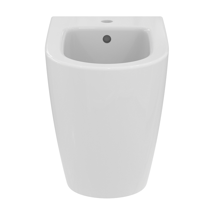 Immagine di Ideal Standard I.LIFE O set completo sanitari a terra vaso HydroTwist, sedile a discesa rallentata, bidet monoforo con troppopieno, colore bianco finitura lucido T568901+T569001+T572201