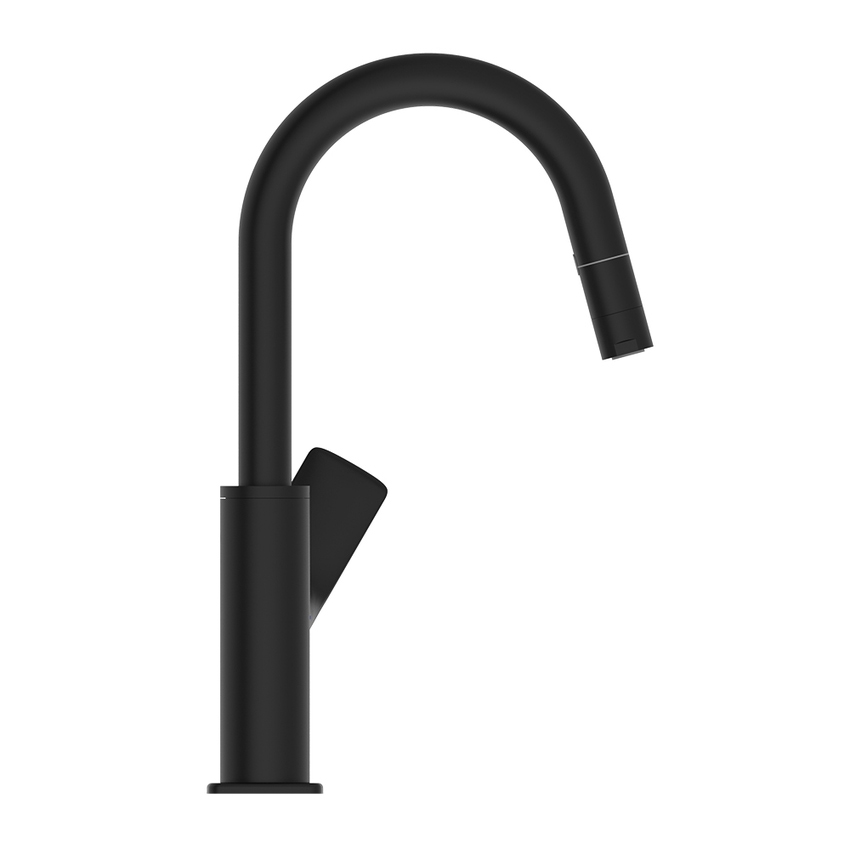 Immagine di Ideal Standard CERALIFE C miscelatore monocomando per lavabo, con doccetta estraibile, con piletta click-clack, colore nero finitura opaco BE056XG