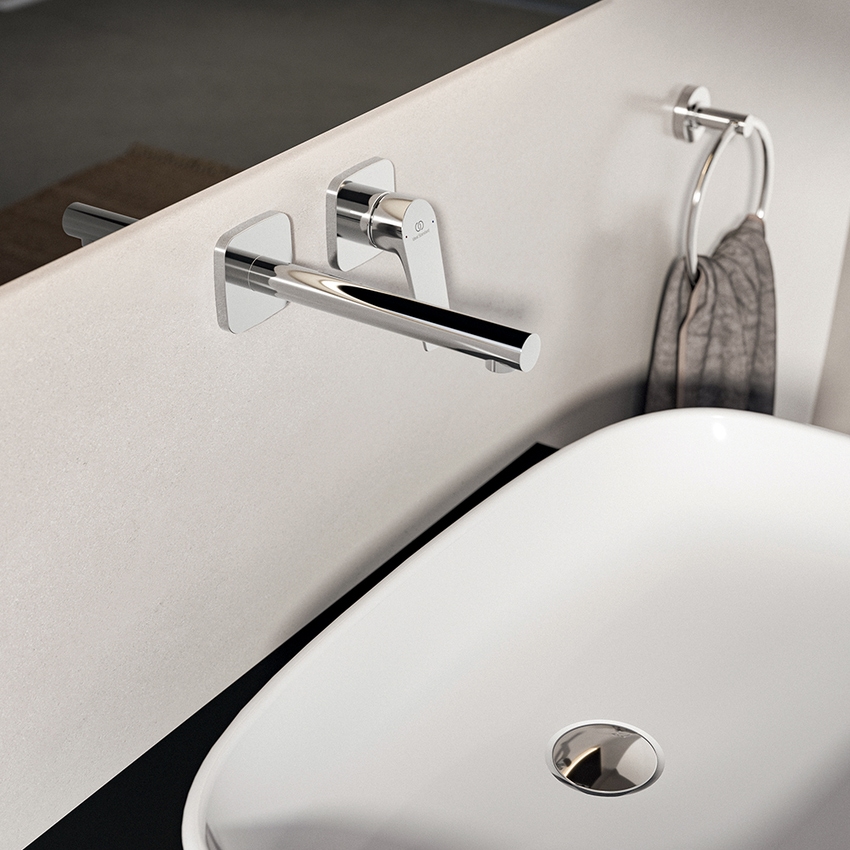 Immagine di Ideal Standard CERALIFE C miscelatore monocomando per lavabo, a parete, senza corpo incasso, finitura cromo BE057AA