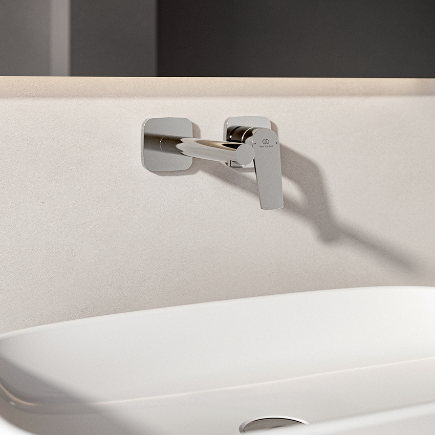 Immagine di Ideal Standard CERALIFE C miscelatore monocomando per lavabo, a parete, senza corpo incasso, finitura cromo BE057AA