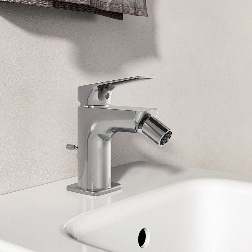 Immagine di Ideal Standard CERALIFE C miscelatore monocomando per bidet, con asta di comando e scarico piletta da 1-1/4", finitura cromo BE124AA