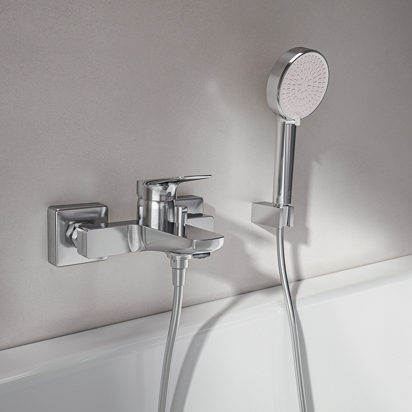 Immagine di Ideal Standard CERALIFE C miscelatore esterno per vasca o doccia, senza accessori doccia, finitura cromo BE067AA