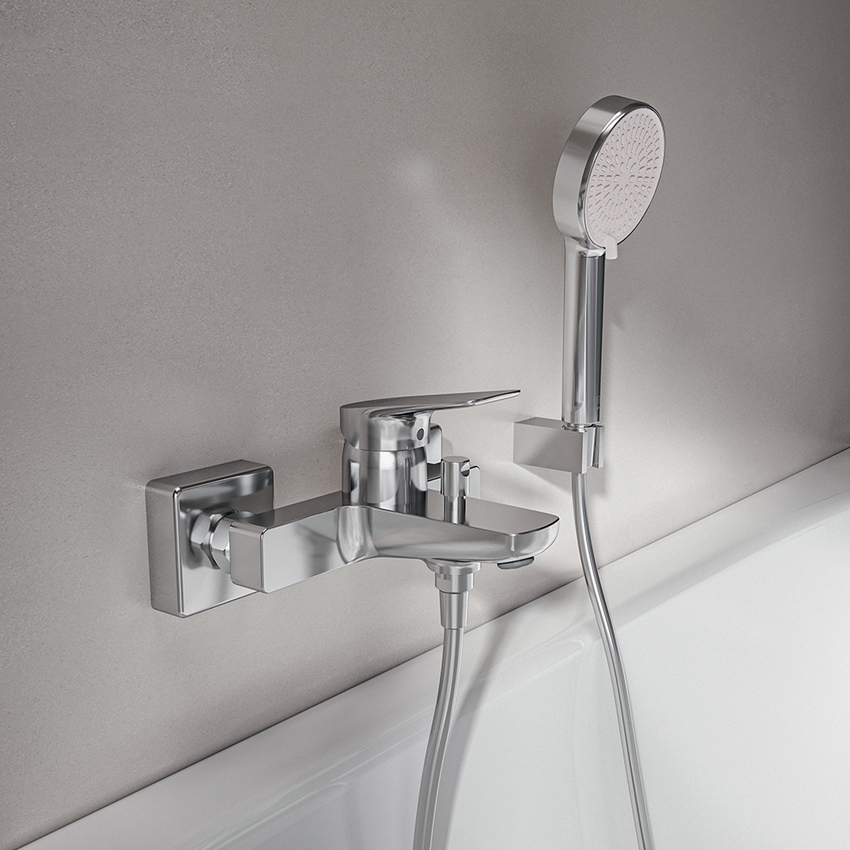 Immagine di Ideal Standard CERALIFE C miscelatore esterno per vasca o doccia, senza accessori doccia, finitura cromo BE067AA