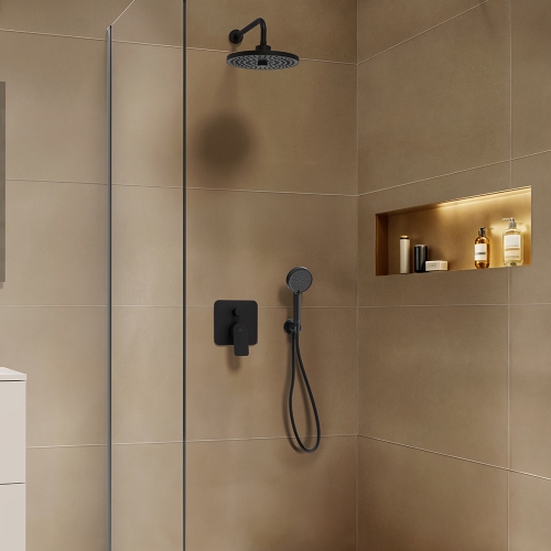 Immagine di Ideal Standard CERALIFE C miscelatore per vasca o doccia, ad incasso, con corpo incasso e deviatore, colore nero finitura opaco BE061XG