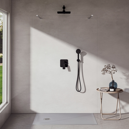 Immagine di Ideal Standard CERALIFE C miscelatore per vasca o doccia, ad incasso, con corpo incasso e deviatore, colore nero finitura opaco BE061XG