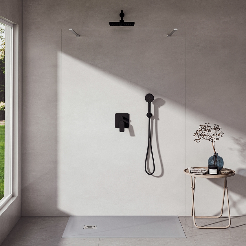 Immagine di Ideal Standard CERALIFE C miscelatore per vasca o doccia, ad incasso, con corpo incasso e deviatore, colore nero finitura opaco BE061XG