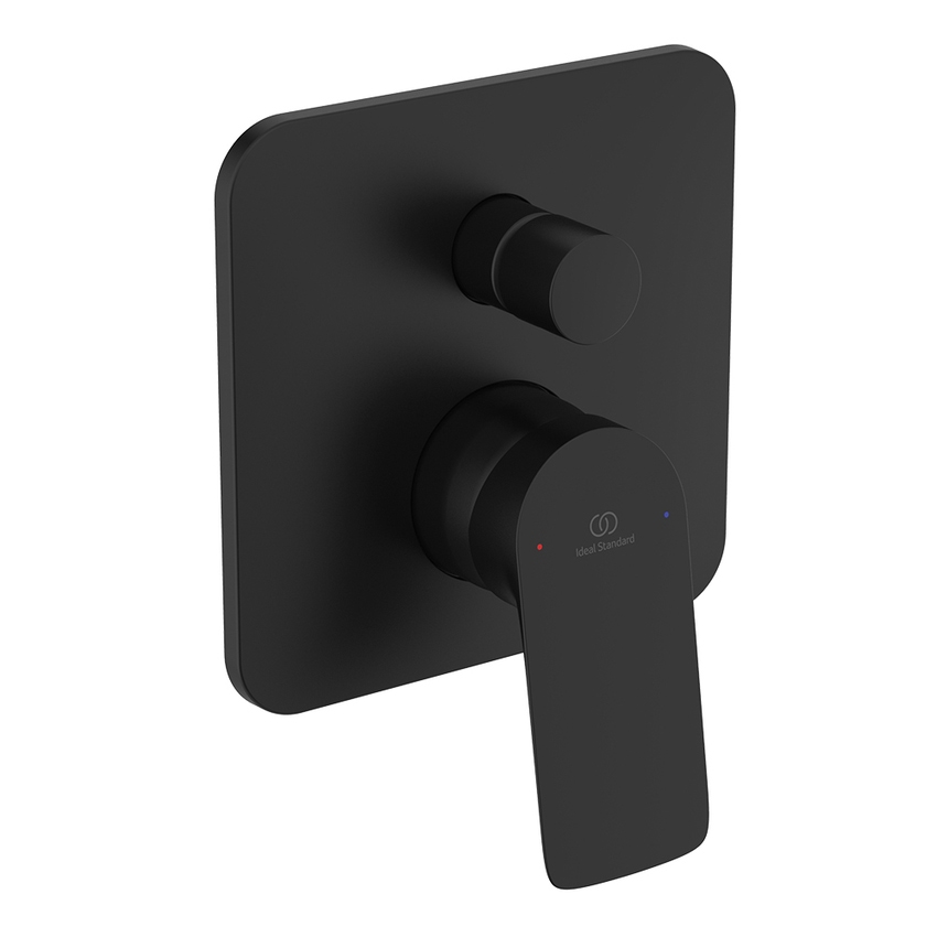 Immagine di Ideal Standard CERALIFE C miscelatore per vasca o doccia, ad incasso, con corpo incasso e deviatore, colore nero finitura opaco BE061XG