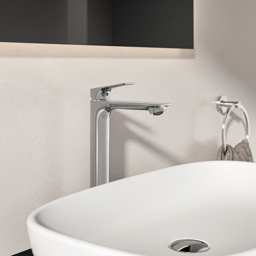 Immagine di Ideal Standard CERALIFE C miscelatore monocomando H.30 cm per lavabo, con piletta click-clack, finitura cromo BE051AA
