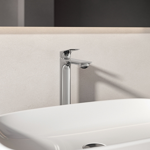 Immagine di Ideal Standard CERALIFE C miscelatore monocomando H.30 cm per lavabo, con piletta click-clack, finitura cromo BE051AA