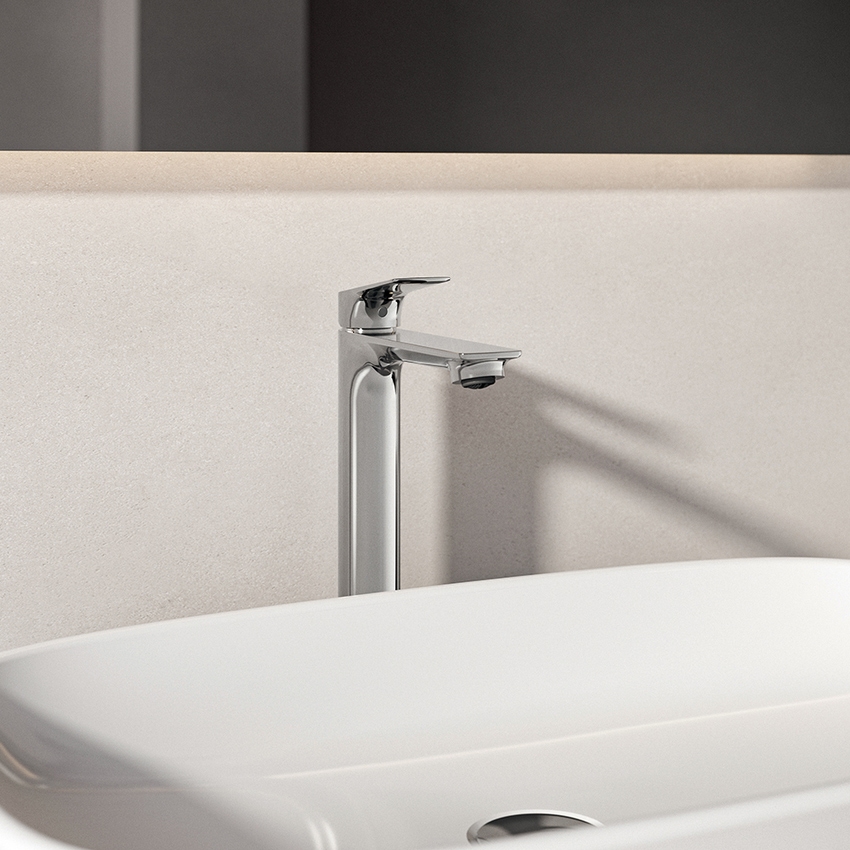 Immagine di Ideal Standard CERALIFE C miscelatore monocomando H.30 cm per lavabo, con piletta click-clack, finitura cromo BE051AA