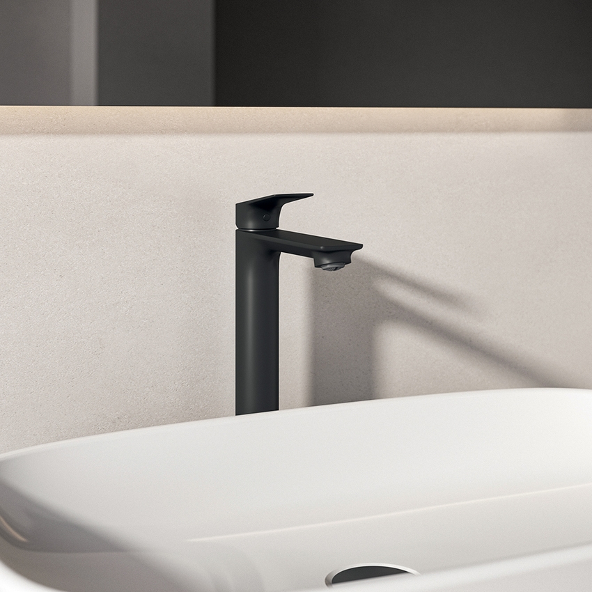Immagine di Ideal Standard CERALIFE C miscelatore monocomando H.30 cm per lavabo, con piletta click-clack, colore nero finitura opaco BE051XG
