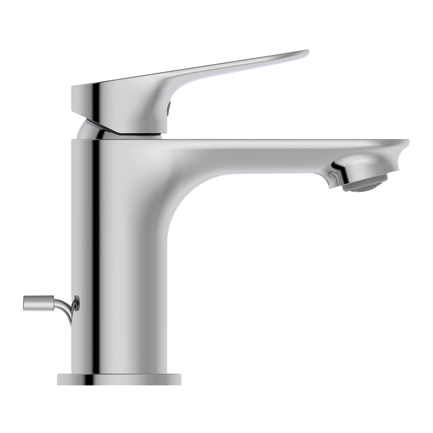 Immagine di Ideal Standard CERALIFE O miscelatore monocomando H.13 cm per lavabo, con asta di comando e scarico piletta da 1-1/4", finitura cromo BE110AA