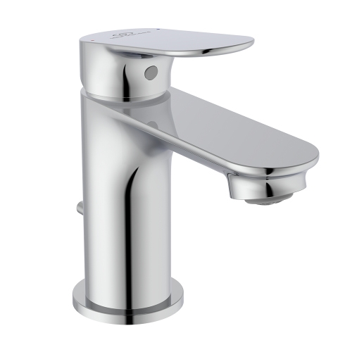 Immagine di Ideal Standard CERALIFE O miscelatore monocomando H.13 cm per lavabo, con asta di comando e scarico piletta da 1-1/4", finitura cromo BE110AA