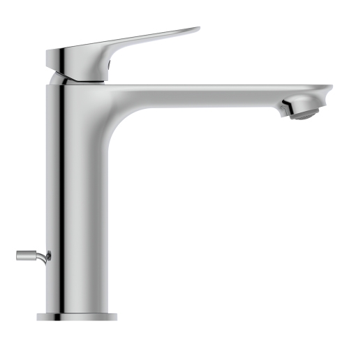 Immagine di Ideal Standard CERALIFE O miscelatore monocomando H.17 cm, per lavabo, con asta di comando e scarico piletta da 1-1/4", finitura cromo BE120AA