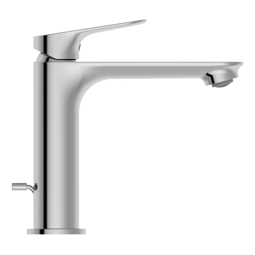 Immagine di Ideal Standard CERALIFE O miscelatore monocomando H.17 cm, per lavabo, con asta di comando e scarico piletta da 1-1/4", finitura cromo BE120AA