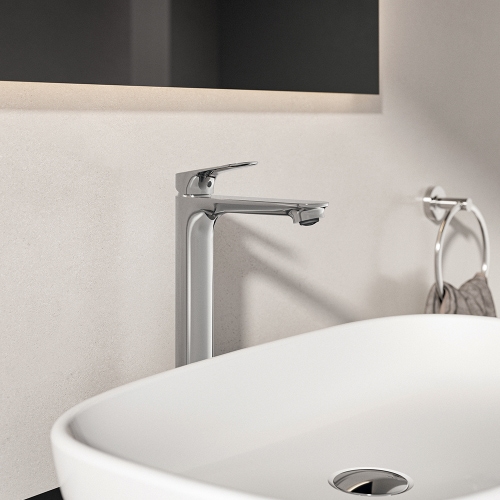 Immagine di Ideal Standard CERALIFE O miscelatore monocomando H.30 cm per lavabo, con piletta click-clack, finitura cromo BE013AA
