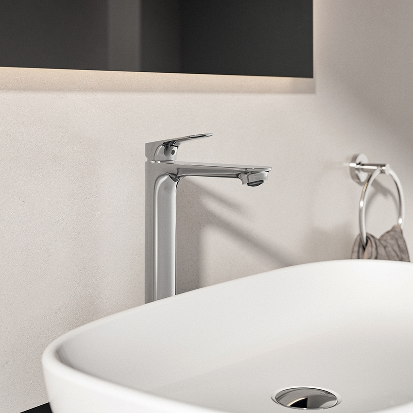 Immagine di Ideal Standard CERALIFE O miscelatore monocomando H.30 cm per lavabo, con piletta click-clack, finitura cromo BE013AA