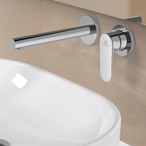 Immagine di Ideal Standard CERALIFE O miscelatore monocomando per lavabo, a parete, senza corpo incasso, finitura cromo BE019AA