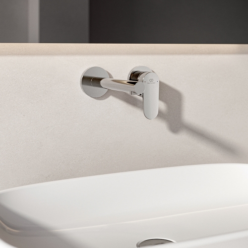 Immagine di Ideal Standard CERALIFE O miscelatore monocomando per lavabo, a parete, senza corpo incasso, finitura cromo BE019AA