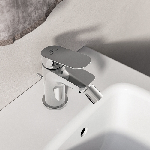 Immagine di Ideal Standard CERALIFE O miscelatore monocomando per bidet, con sta di comando e scarico piletta da 1-1/4", finitura cromo BE112AA