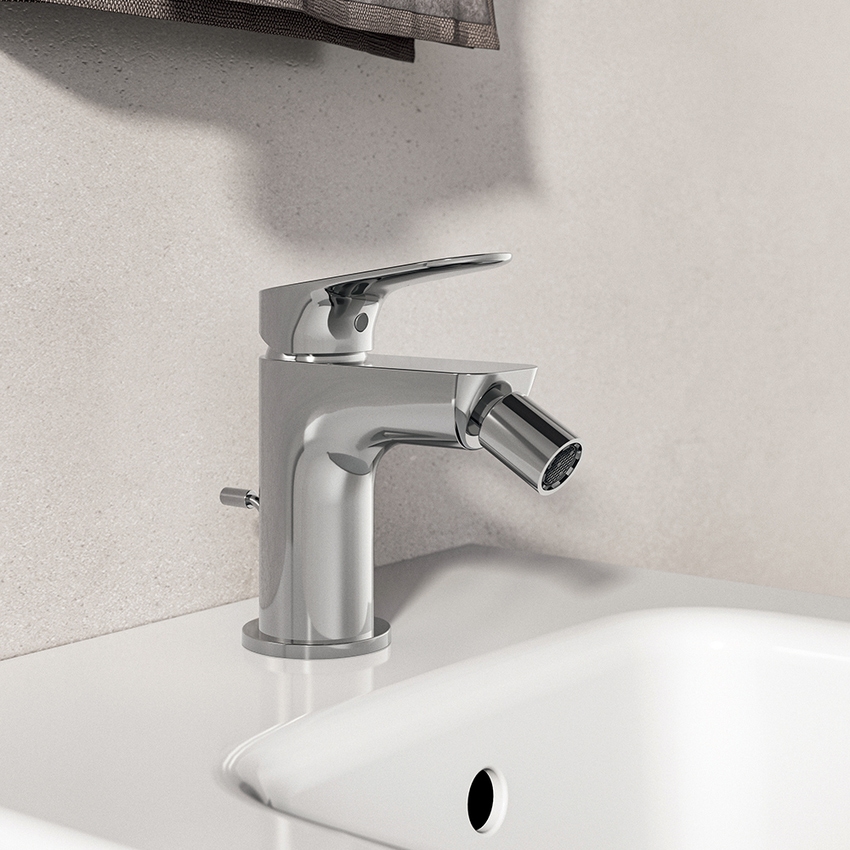 Immagine di Ideal Standard CERALIFE O miscelatore monocomando per bidet, con sta di comando e scarico piletta da 1-1/4", finitura cromo BE112AA